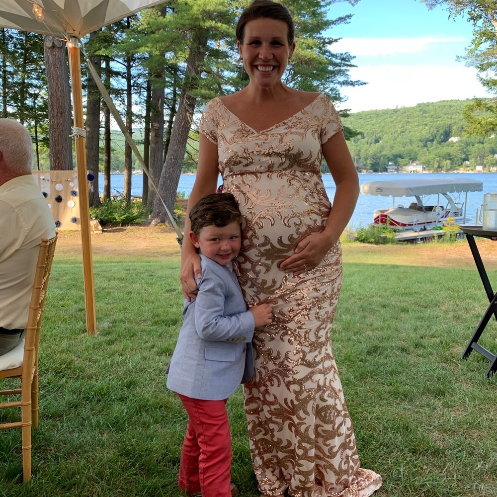 Pink Blush Maternity sequin gown